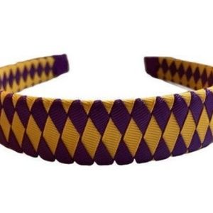 Purple & Gold Grosgrain Ribbon Woven Diamond Headb